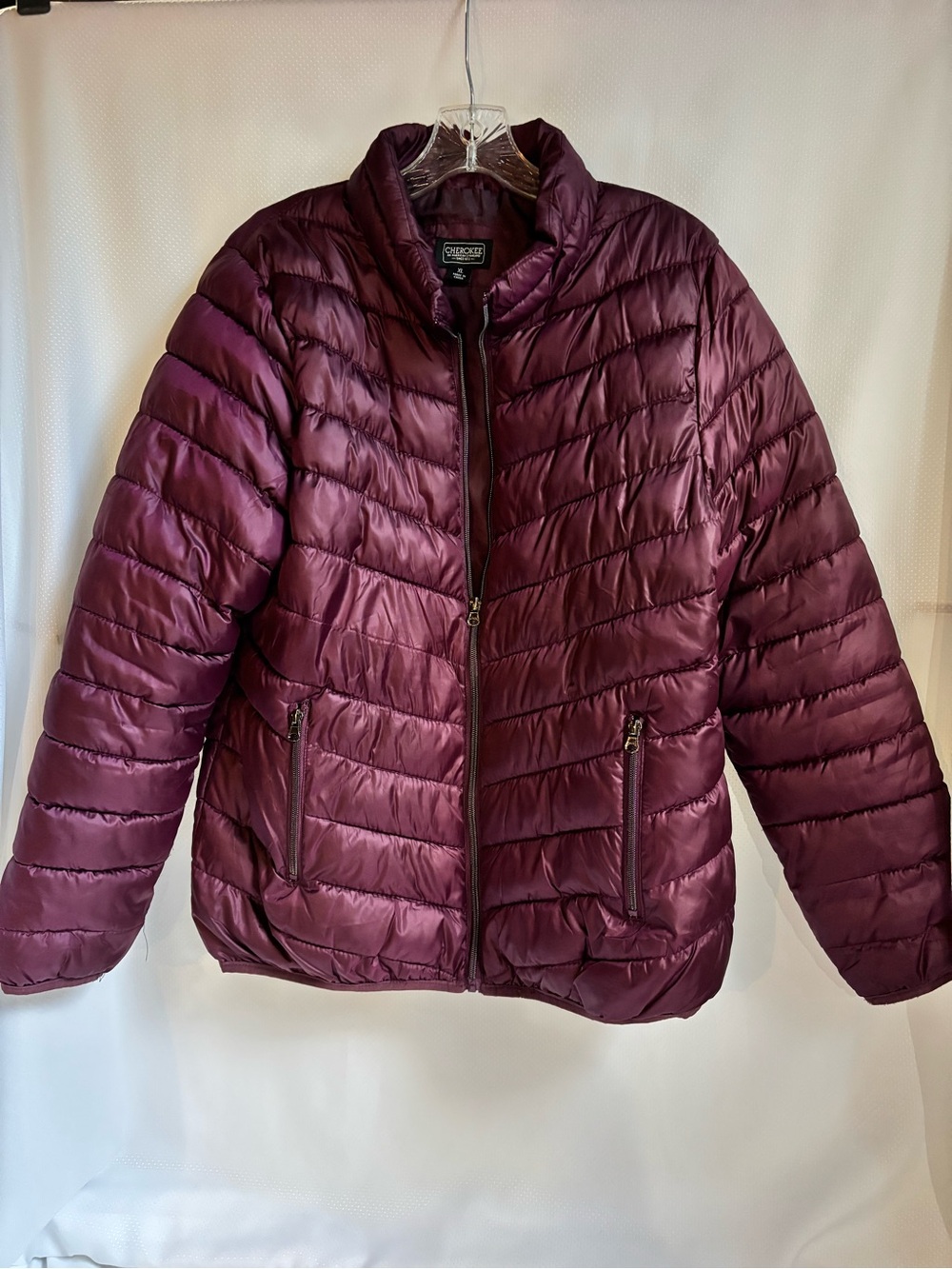 Cherokee Quilted Puffer Jacket - Burgundy